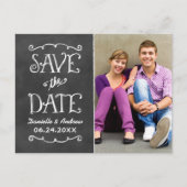 チョーク素朴ボ結婚ードの写真の保存日 案内ポストカード (正面)