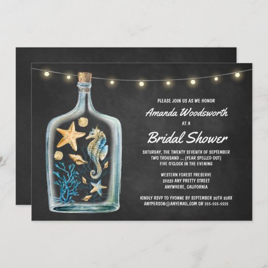 チョーク航海のボードブライダルシャワー招待状 招待状 (正面/裏面)