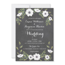 チョーク色彩の鮮やかボードアネモネス – 結婚式招待状