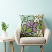 チョーク色彩の鮮やか花グリーンパープルイエロー クッション (椅子)