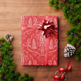 チョーク落書きナッツクラッカー クリスマス包装紙 ラッピングペーパー