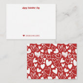 チョーク落書き 赤ハート模様 バレンタインデー ノートカード (正面/裏面)