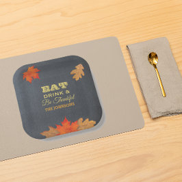 チョーク葉ボード食べドリンクと感謝 ペーパープレート