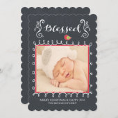 チョーク賛美ボードファミリーホリディフォトカード シーズンカード (正面/裏面)