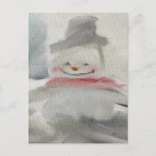 チョーク雪だるまはがき ポストカード (正面)