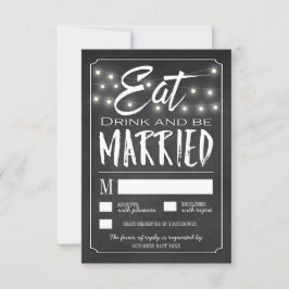 チョーク食べドリンクとベ結婚したウェディングRSVPカード 出欠カード