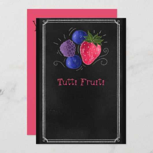 チョーク黒板いちごタクティフラティ 招待状 (正面/裏面)