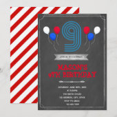 チョーク9歳の誕生日招待状 招待状 (正面/裏面)