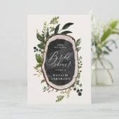 チョーク+ウッドスライス素朴ブライダルシャワー招待 セーブザデート (スタンド正面)