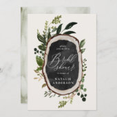 チョーク+ウッドスライス素朴ブライダルシャワー招待 セーブザデート (正面/裏面)