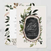 チョーク+ウッドスライス素朴赤ちゃんシャワー招待 セーブザデート (正面/裏面)