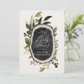 チョーク+ウッドスライス素朴赤ちゃんシャワー招待 セーブザデート (スタンド正面)