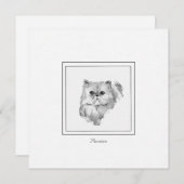 チョーク&チャコールペルシャ猫スケッチ ノートカード (正面/裏面)