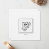 チョーク&チャコールペルシャ猫スケッチ ノートカード (正面/裏面インサイチュ)