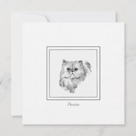 チョーク&チャコールペルシャ猫スケッチ ノートカード