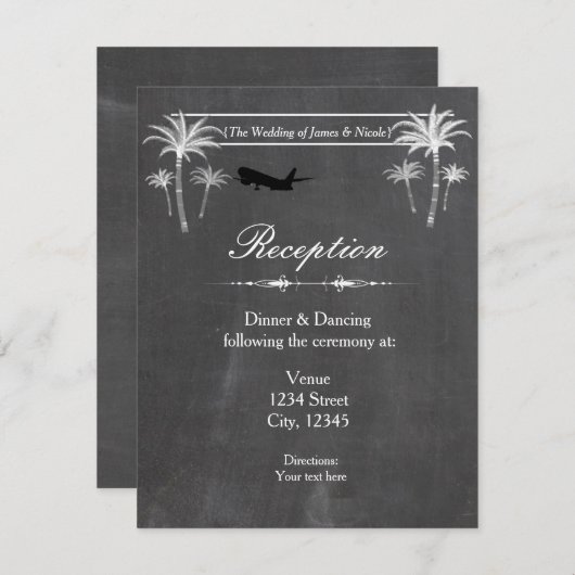 チョーク デスティネーション トラベル ウェディング レセプション カード (正面/裏面)