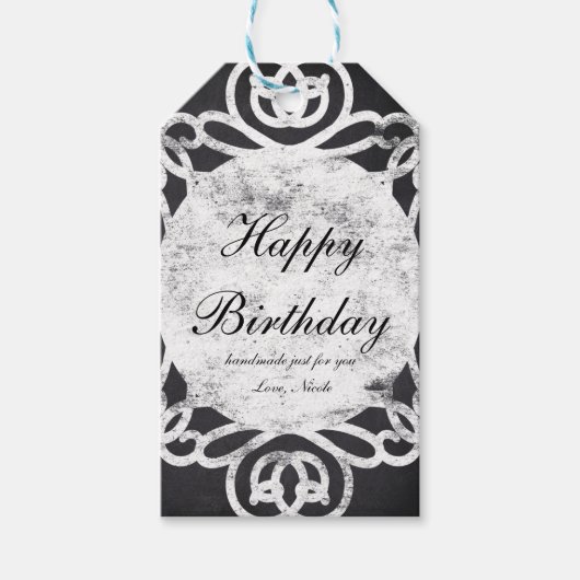 チョーク ヴィンテージ フレーム エレガント ホリデー ギフト タグ (正面)