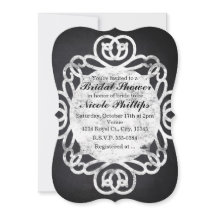 チョーク ヴィンテージ フレーム ブライダル シャワー 招待状
