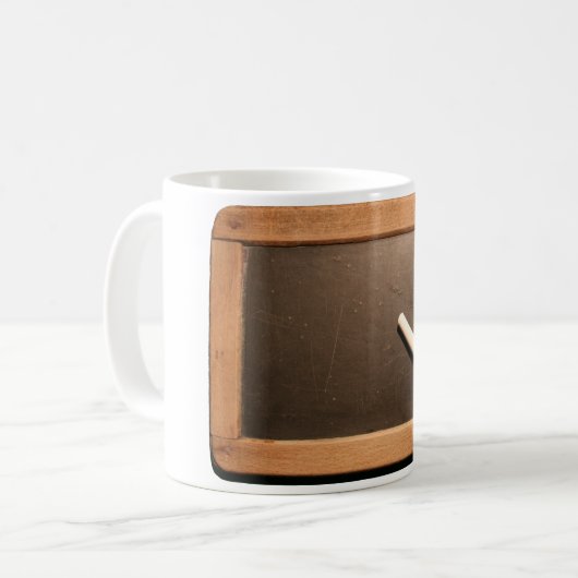 チョークWのマグが付いているArdoiseのヴィンテージの学校の石板 コーヒーマグカップ (正面左)