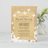 チョースタイリッシュ飛んでいるバーラップブライダルシャワー 招待状 (スタンド正面)