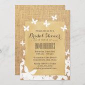 チョースタイリッシュ飛んでいるバーラップブライダルシャワー 招待状 (正面/裏面)