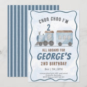 チョーチュー列車 乗り物 交通機関 誕生日 招待状 (正面/裏面)
