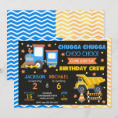 チョーチョートレインと建設の合同誕生日 招待状 (正面/裏面)