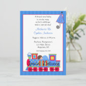 チョーチョートレインベビーシャワー招待状 招待状 (スタンド正面)