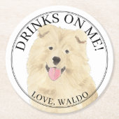 チョーパーソナライズされたドッグ結婚ズ ラウンドペーパーコースター (正面)