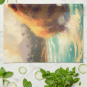 チョービーチサーフィン絵画ズ キッチンタオル (折り畳み)