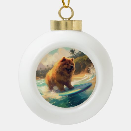 チョービーチサーフィン絵画ズ セラミックボールオーナメント (正面)