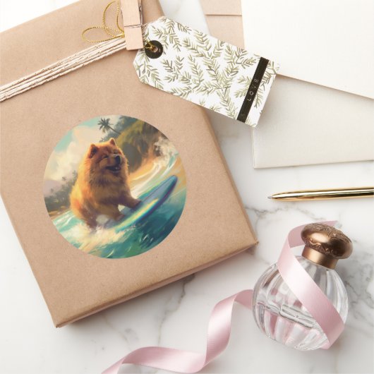 チョービーチサーフィン絵画ズ ラウンドシール (ギフト)