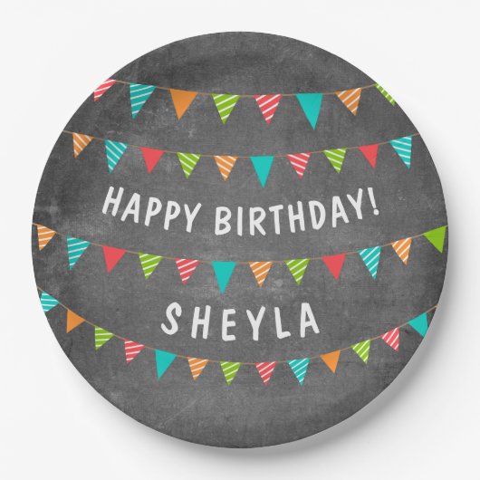 チョールコート国旗の名前バースデーパーティー ペーパープレート (正面)