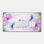 チョー飛んでいるカラフル名前をカスタムする デスクマット (キーボード&マウス)