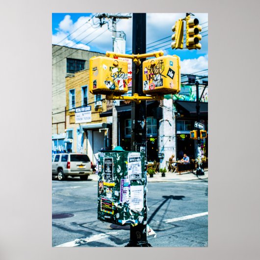 チラシの入った黄色と黒のポスト ポスター (正面)