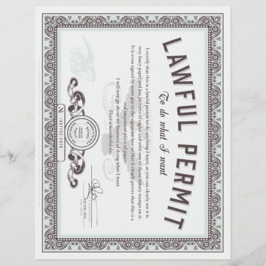 チラシを持って欲しいものを行うことを合法的に許可する チラシ (正面)