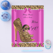 チラシ赤ちゃんシャワーベビーかわいいガールヒョウ熱ピンク チラシ (シングル)
