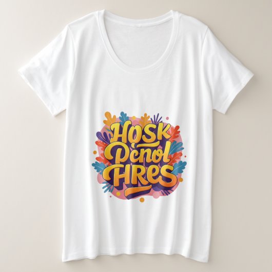 チラチラと元気を出す プラスサイズTシャツ (デザイン正面)