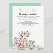 チラッと見るジャングルサファリ野生動物の赤ちゃんシャワー 招待状 (正面/裏面)