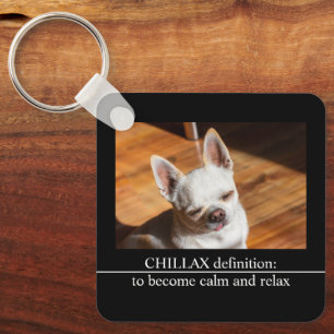 チラックスChihuahua眠リラックスい舌アウト写真 キーホルダー