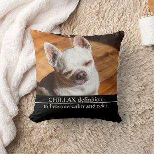 チラックスChihuahua眠リラックスい舌アウト写真 クッション