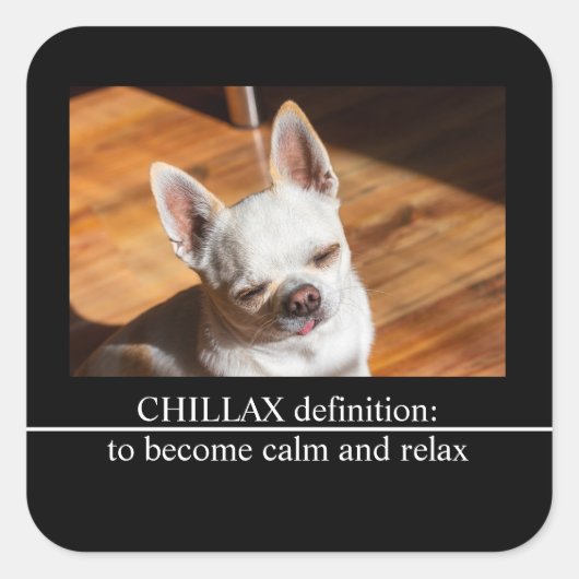 チラックスChihuahua眠リラックスい舌アウト写真 スクエアシール (正面)