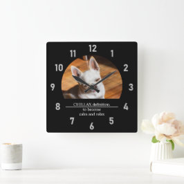 チラックスChihuahua眠リラックスい舌アウト写真 スクエア壁時計