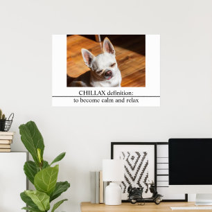 チラックスChihuahua眠リラックスい舌アウト写真 ポスター