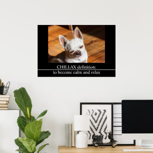 チラックスChihuahua眠リラックスい舌アウト写真 ポスター
