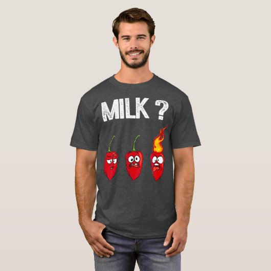 チリおもしろいペッパー熱ハバネロソースミルク Tシャツ (正面フル)