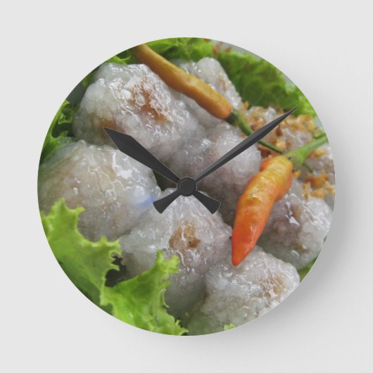 チリとタイサゴ…タイ通り食品 ラウンド壁時計 (正面)