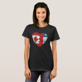 チリのカナダ国旗ハートカナダChile Roots V Tシャツ (正面フル)