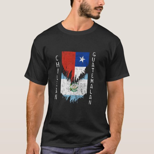 チリのグアテマラの国旗がグアテマラのグアテマラで破れた Tシャツ (正面)