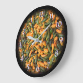 チリのコショウ-時間を後方に時間を記録します回して下さい ラージ壁時計 (傾斜)